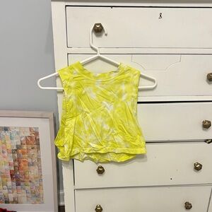 lululemon athletica Yellow & White Tie-Dye Cropped Muscle Tank